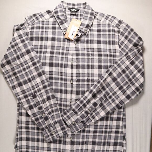 Eddie Bauer Field Flannel Shirt Mens Size Small Gray Plaid Long Sleeve Button Up - Picture 1 of 10